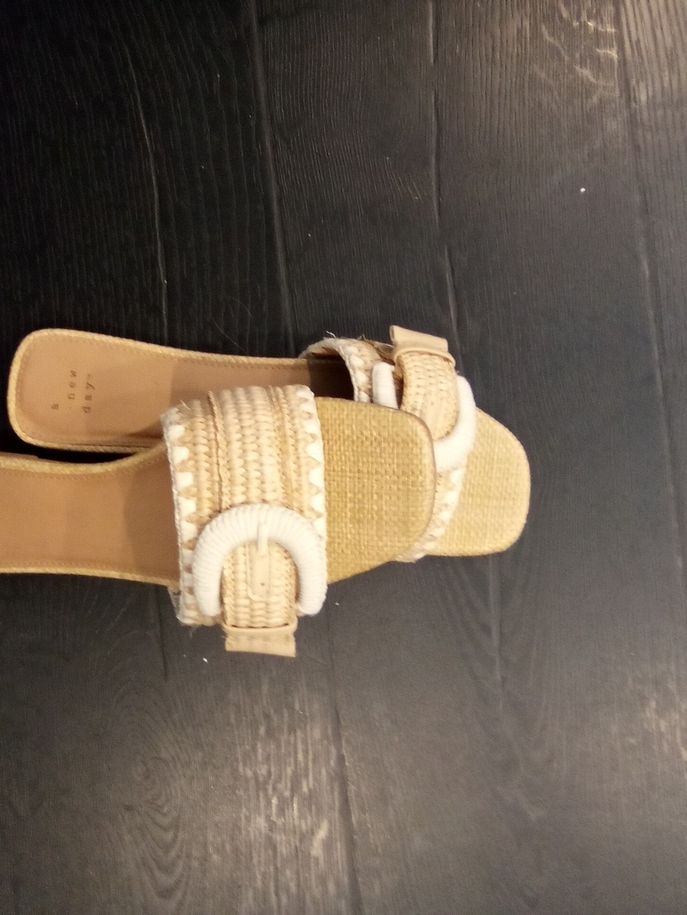 Target Beige and White Woven Slide Sandals